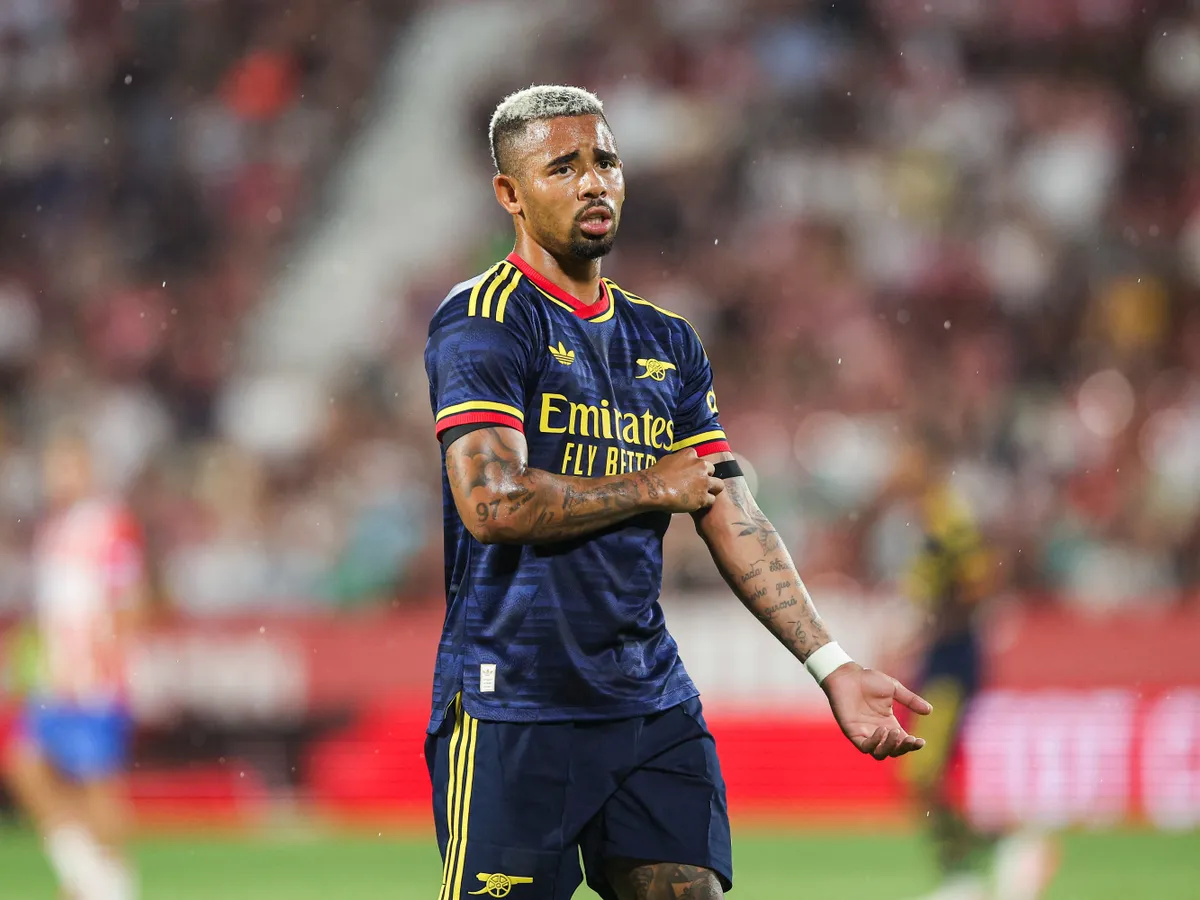 Gabriel Jesus of Arsenal FC during the 49th Trofeu Costa Daurada friendly match between Girona FC and Arsenal FC at Estadi Montilivi, on August 1, 2026. (Photo by Gongora/NurPhoto) (Photo by Gongora / NurPhoto via AFP)