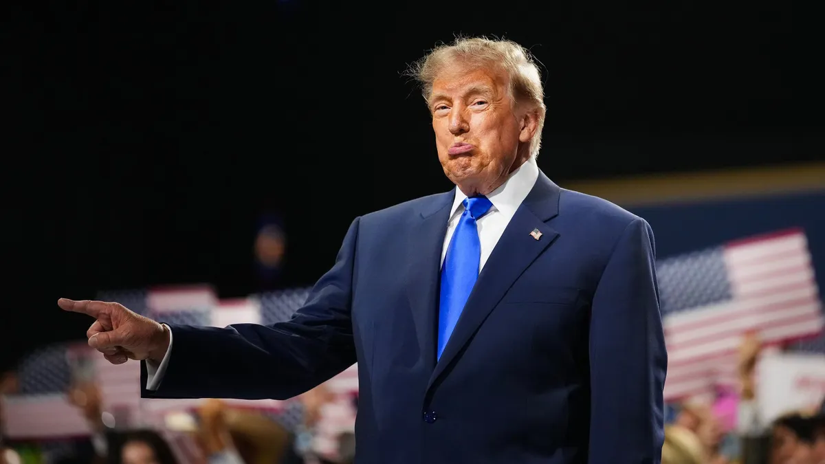 DALLAS, TEXAS - SEPTEMBER 09: U.S. President Donald Trump walks on stage to speak on the first day of the 2026 Republican National Convention at the American Airlines Center on September 09, 2026 in Dallas, Texas. U.S. President Donald Trump will headline the Republican National Committee's first-ever midterm convention as he aims to highlight his administration’s achievements and rally support for GOP candidates just two months before the upcoming elections being held on November 3. (Photo by Andrew Harnik/Getty Images)