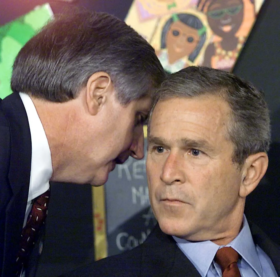 A pillanat, amikor George Bush amerikai elnök megtudja, hogy egy második gép is becsapódott 