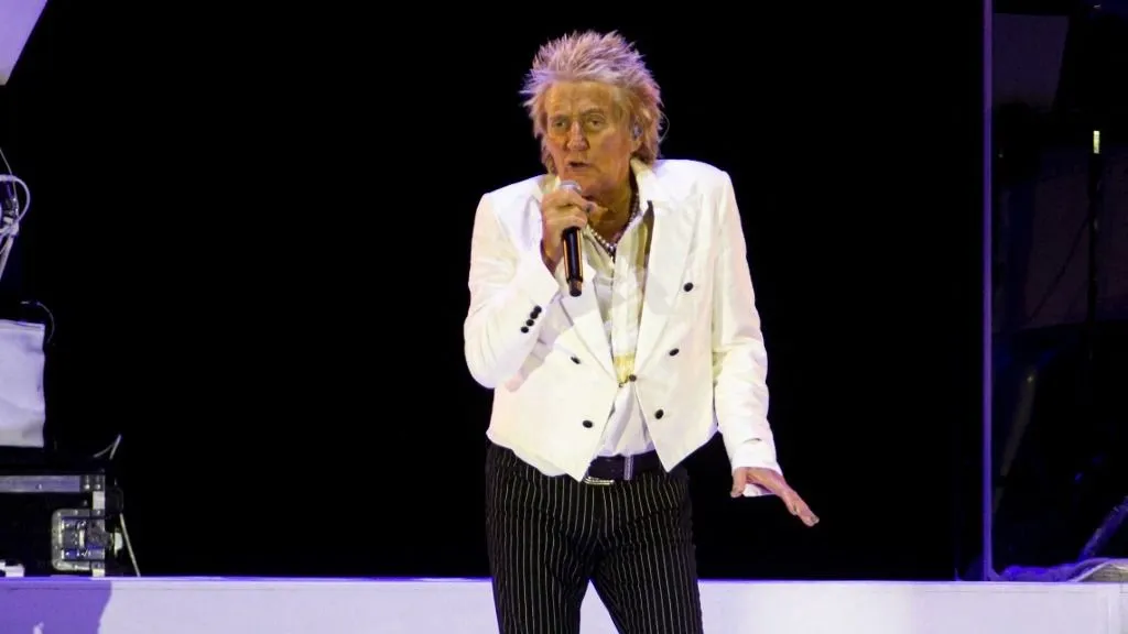Rod Stewart performs at the Bassano Music Park on July 2, 2026, marking the official opening of the festival and his only exclusive stop in Italy for the ''One Last Time'' world tour. (Photo by Mimmo Lamacchia/NurPhoto) (Photo by Mimmo Lamacchia / NurPhoto via AFP)