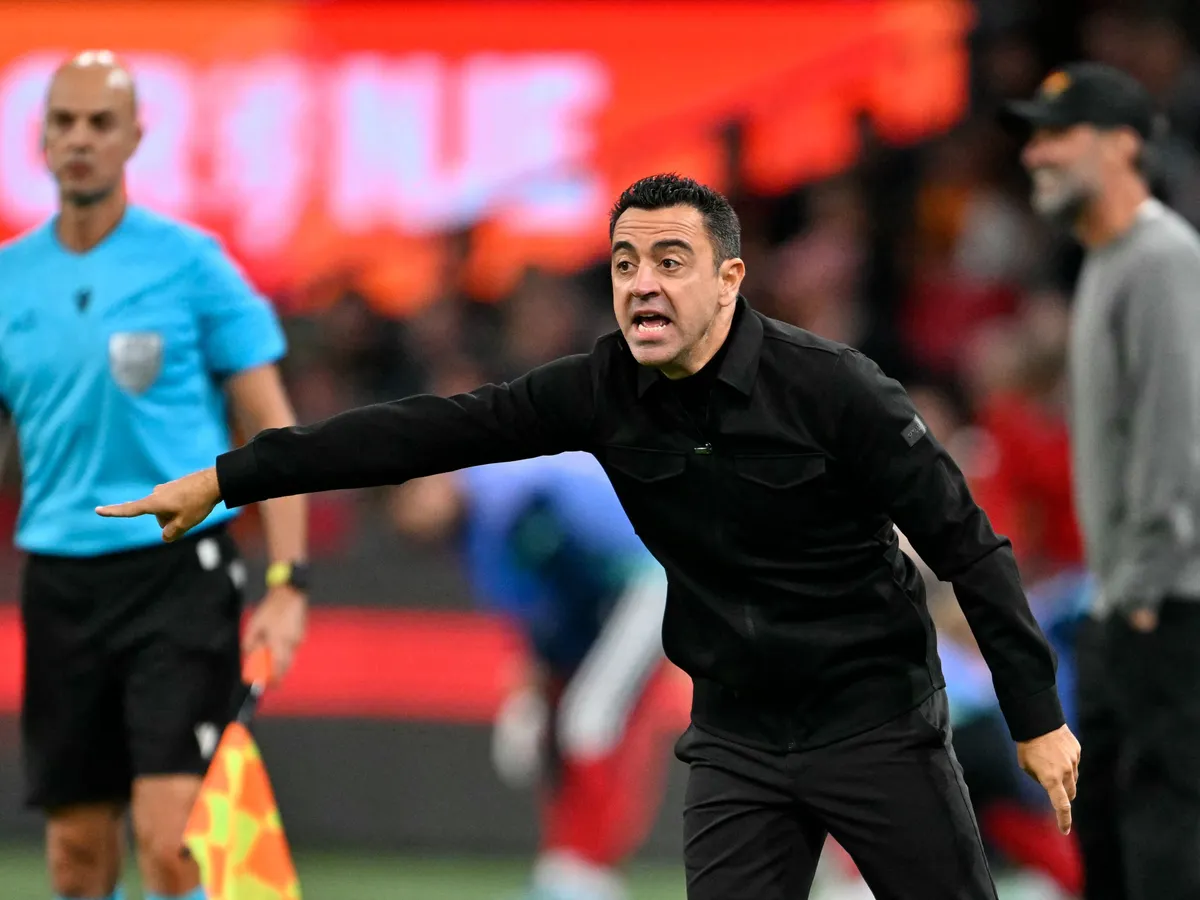 Netherlands' coach Xavi Hernandez gestures during the UEFA Nations League (League A, Group A2) football match between Netherlands and Germany at Johan Cruijff ArenA in Amsterdam on September 24, 2026. (Photo by NICOLAS TUCAT / AFP)