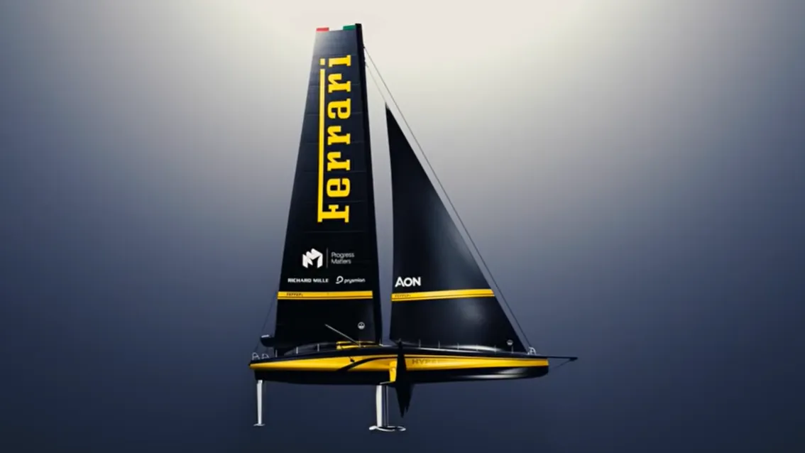 Ferrari Hypersail, Hypersail, versenyjacht, óceáni versenyzés, óceáni versenyjacht, szárnyashajó, foilos jacht, Jules Verne-rekord, világrekord, rekordkísérlet, önellátó hajó, megújuló energia, napelem, szélturbina, szénszálas hajó, elektromos energia, Ferrari-technológia, Formula–1, hajótechnológia, vitorlás körbehajózás, Föld körbehajózása A Ferrari Hypersail egy mintegy 30 méter hosszú óceáni versenyjacht.