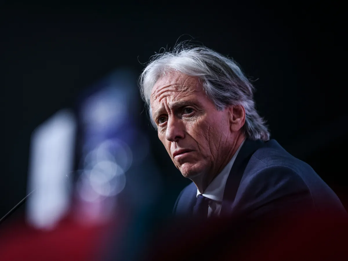 Portugals coach Jorge Jesus looks on during a press conference to announce the list of players for the next Nations League qualifying matches at Cidade do Futebol in Oeiras on September 18, 2026. (Photo by Patricia de Melo Moreira / AFP)