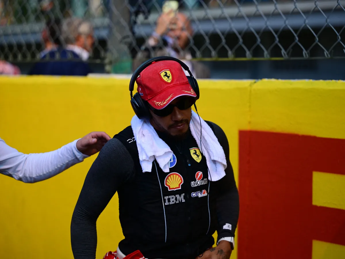 Lewis Hamilton of Scuderia Ferrari drives during the Formula 1 Italian Grand Prix at the Autodromo Nazionale di Monza in Monza, Italy, on September 6, 2026. (Photo by Andrea Diodato/NurPhoto) (Photo by Andrea Diodato / NurPhoto via AFP)