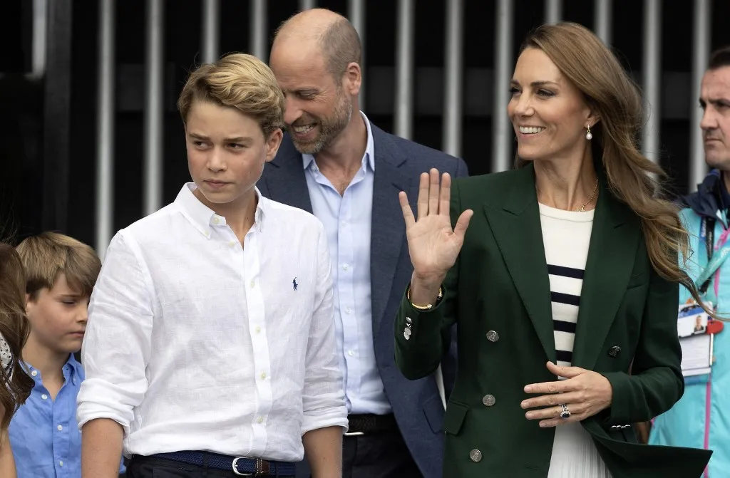 Britain's Prince Louis of Wales, Britain's Prince George of Wales, Britain's Prince William, Prince of Wales, Britain's Catherine, Princess of Wales leave the Hydro Arena after attending the Glasgow 2026 Commonwealth Games in Glasgow, Scotland, on August 1, 2026. (Photo by Michael McGurk / POOL / AFP)