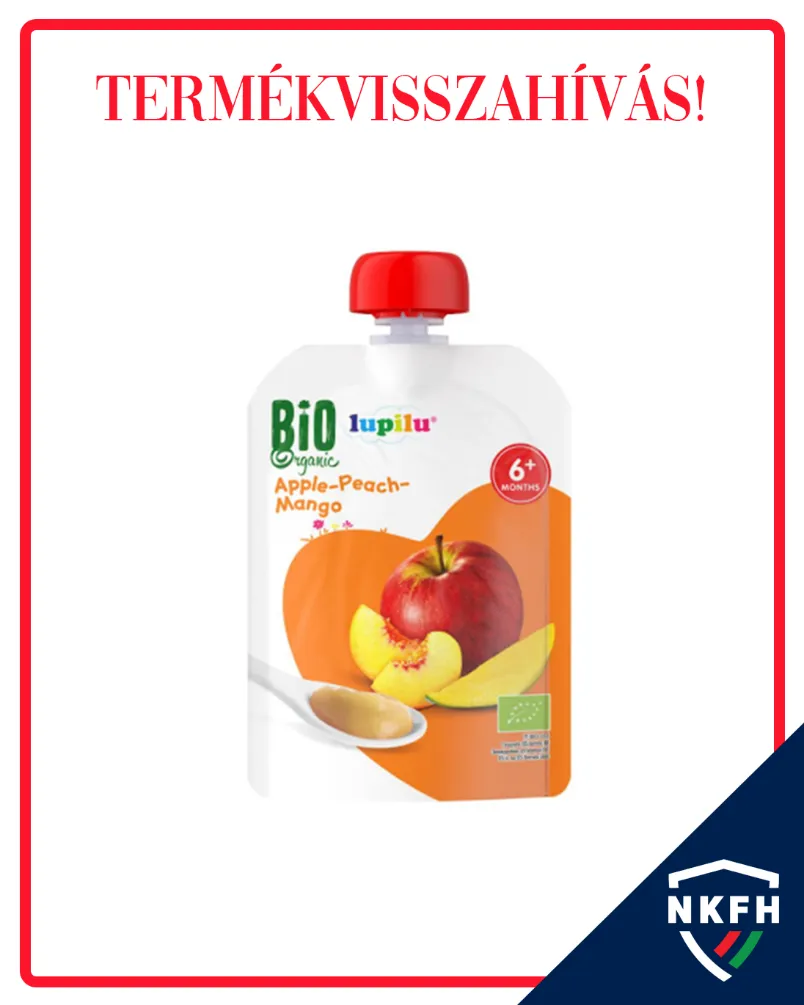 Lidl, Lupilu, gyümölcspüré, aflatoxin, mikotoxin, élelmiszer-biztonság, visszahívott termék, bio gyümölcspüré, Nemzeti Kereskedelmi és Fogyasztóvédelmi Hatóság Termékvisszahívás indult a Lupilu mangó-alma-őszibarack ízű bio gyümölcspüré két tétele miatt  (A kép illusztráció) Fotó:  Nemzeti Kereskedelmi és Fogyasztóvédelmi Hatóság