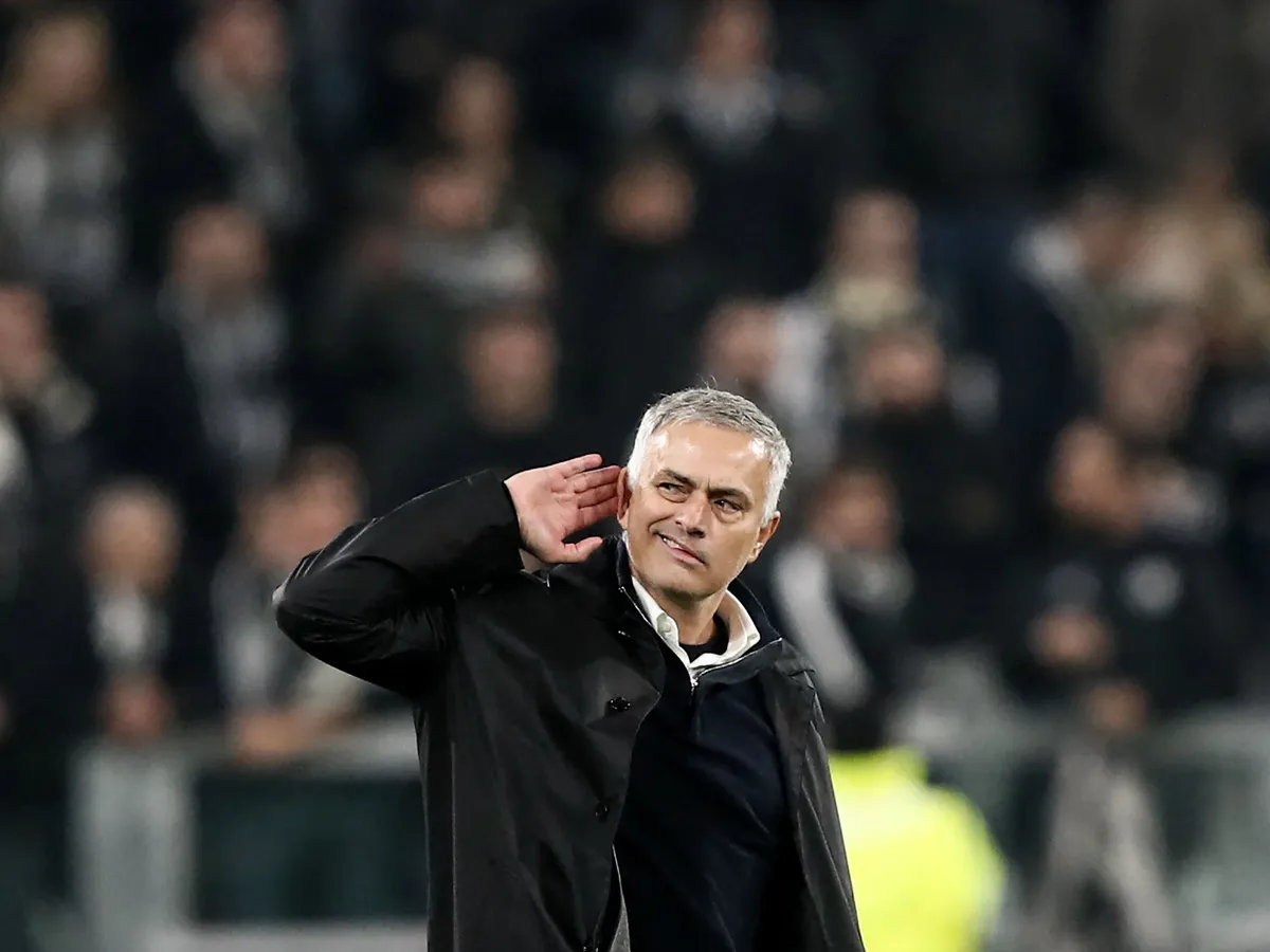 Manchester United's Portuguese manager Jose Mourinho gestures towards the public at the end of the UEFA Champions League group H football match Juventus vs Manchester United at the Allianz stadium in Turin on November 7, 2018. (Photo by Isabella BONOTTO / AFP) / The erroneous mention[s] appearing in the metadata of this photo by Marco BERTORELLO                     has been modified in AFP systems in the following manner: [---] instead of [---]. Please immediately remove the erroneous mention[s] from all your online services and delete it (them) from your servers. If you have been authorized by AFP to distribute it (them) to third parties, please ensure that the same actions are carried out by them. Failure to promptly comply with these instructions will entail liability on your part for any continued or post notification usage. Therefore we thank you very much for all your attention and prompt action. We are sorry for the inconvenience this notification may cause and remain at your disposal for any further information you may require.