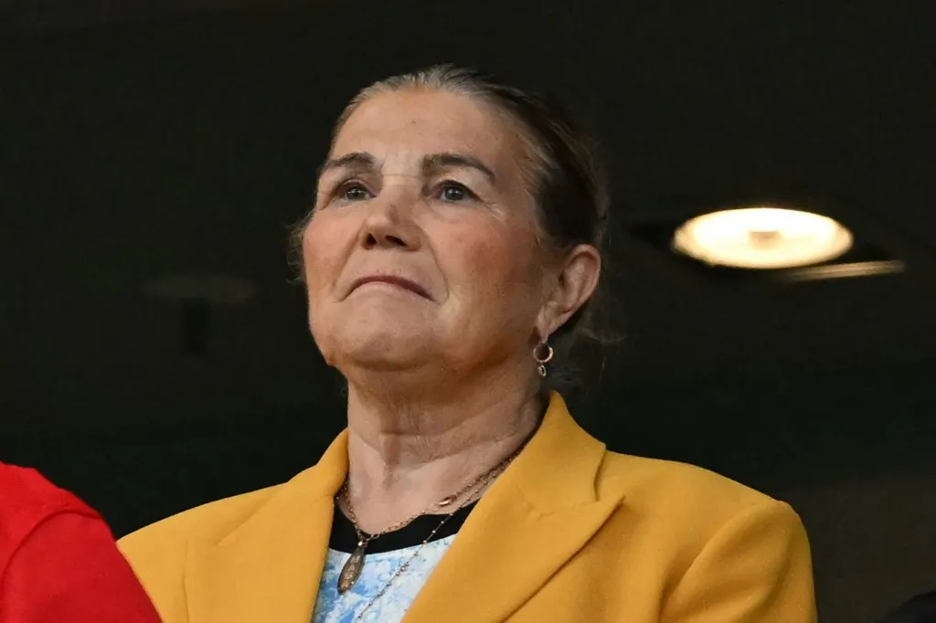 Maria Dolores dos Santos Aveiro, mother of Portugal's forward #07 Cristiano Ronaldo, attends the  UEFA Euro 2024 round of 16 football match between Portugal and Slovenia at the Frankfurt Arena in Frankfurt am Main on July 1, 2024. (Photo by PATRICIA DE MELO MOREIRA / AFP)