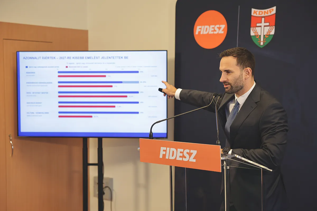 Palóc André, a Fidesz országgyűlési képviselője sajtótájékoztatót tart, Fidessajtótájékoztató, költségvetés